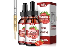 DILIB Potassium Magnesium Citrate Supplement, Liquid Magnesium Citrate Drops 500mg with Ashwagandha, Calcium, Zinc, Vitamin D3, B6, B12, CoQ10 - Support Calm & Bone & Muscle & Immune Health Vegan 2 Pack
