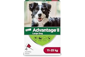 Advantage II Flea Treatment for Large Dogs weighing 11 kg to 25 kg (24 lbs. to 55 lbs.)-4 doses