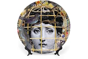 SPDIUV Lina Cavalieri Plate, Wall Decorative Plate, Mysterious Face Plate Wall Hanging Decoration,Including Bracket and Special Spring Hook,J (14),10inch
