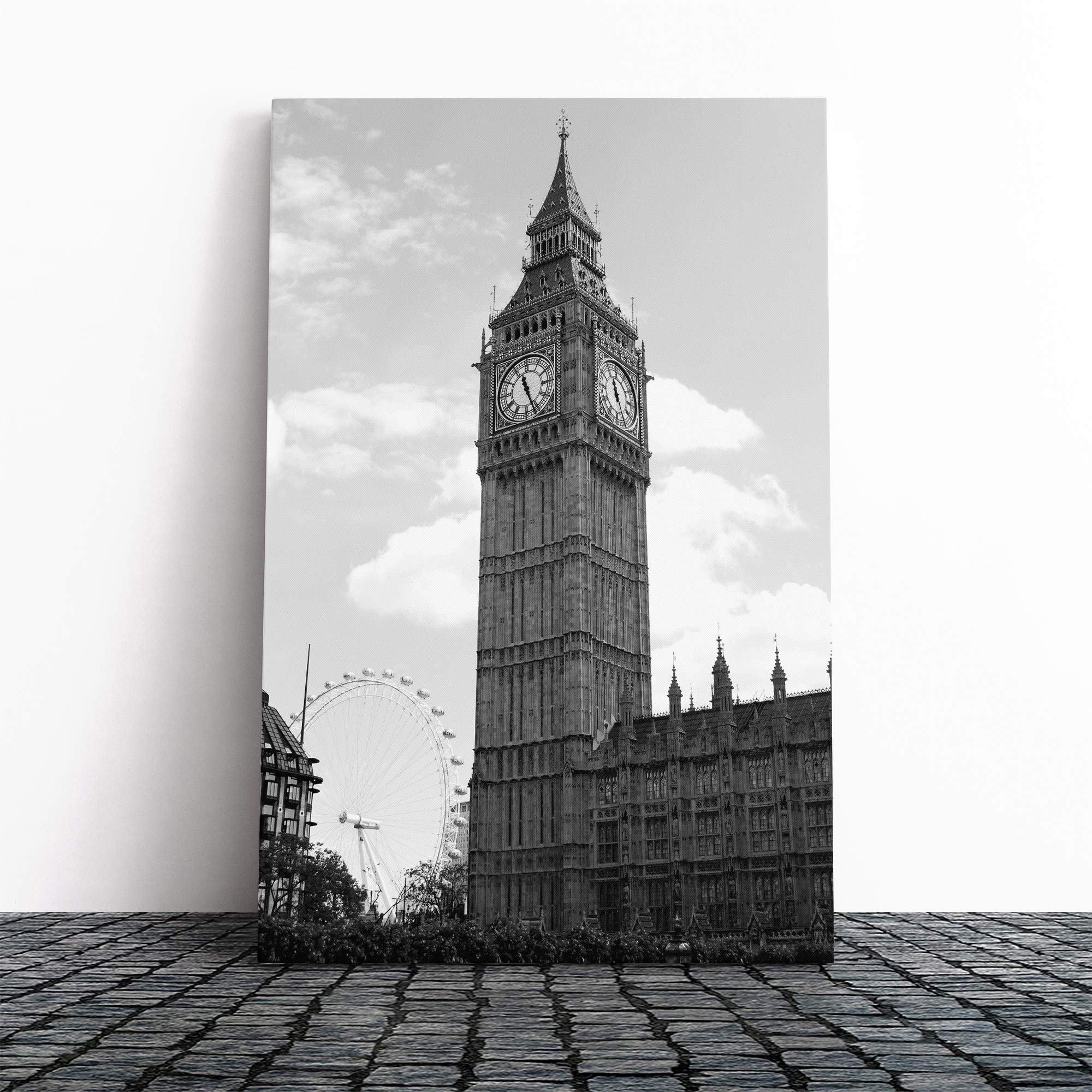 Big Ben London Eye Canvas Print | Gallery Wrapped 30mm Frame Wall Art | 20x14 inches | Ready to Hang | Modern Picture | Living Room Bedroom Lounge Office