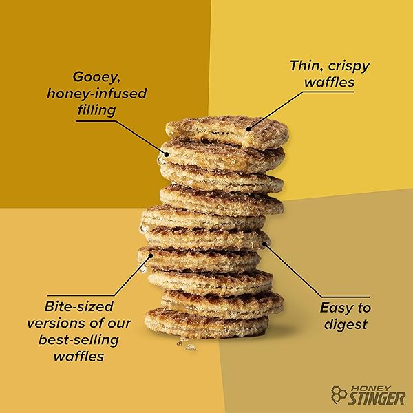 HONEY STINGER ORGANIC MINI HONEY WAFFLES, ENERGY STROOPWAFEL FOR EXERCISE, ENDURANCE AND PERFORMANCE, SPORTS NUTRITION FOR HOME & GYM, PRE AND POST WORKOUT, 1 BAG, 5.3 OUNCES