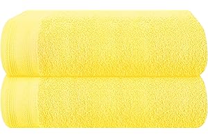 MALLONI HOME Cotton 2 Pack Oversized Bath Towel Set 28x55 inches, Large Bath Towels, Ultra Absorbant Compact Quickdry & Lightweight Towel, Ideal for Gym Travel Camp Pool - Lime Yellow