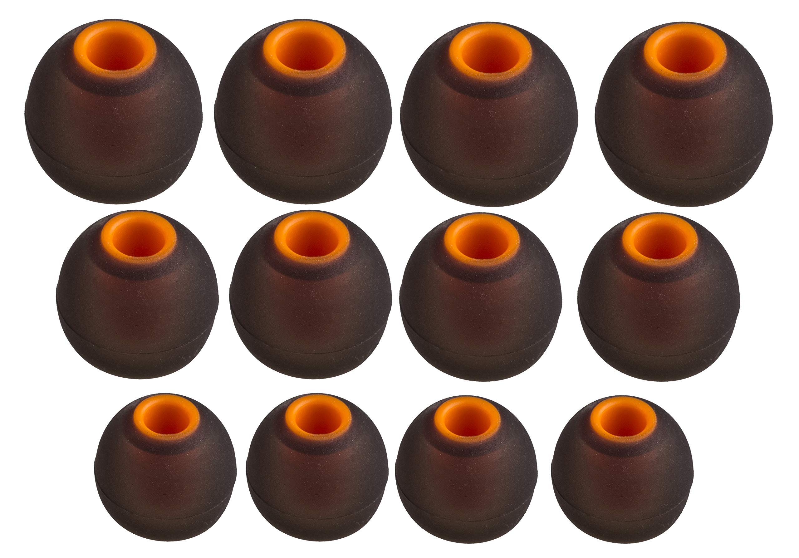 Xcessor (S/M/L 6 Pairs (12 Pieces) of Silicone Replacement In Ear Earphone S/M/L Size Earbuds. Replacement Ear Tips for Popular In-Ear Headphones. Black/Orange