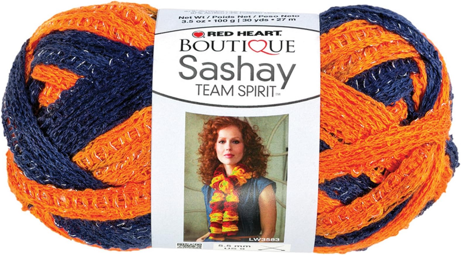 Red Heart Boutique Sashay Team Spirit Yarn-Orange & Navy