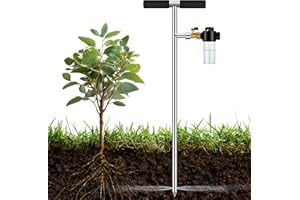 CAULIMO Deep Root Watering Tool for Trees Watering Spike with Fertilizer Bottle | Stainless Steel Root Feeder for Trees Irrigation System for Outdoor Garden, Plant & Shrubs Growth with Brass Valve | T-Handle