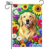BlissYard Spring Garden Flag Double Sided 12x18 Inch Cute Golden Retriever Seasonal Welcome Small Flags For Outside Outdoor Decor Yard Farmhouse Holiday Spring Summer Decorations Yard Flags