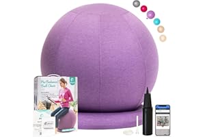 Enovi ProBalanceΩ Ball Chair, Yoga Ball Chair Exercise Ball Chair with Slipcover and Base for Home Office Desk, Birthing & Pregnancy, Stability Ball & Balance Ball Seat to Relieve Back Pain, Multiple color size
