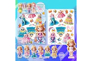JHGCVX Magnetic Princess Dress Up Paper Doll for Girls Ages 3-7， Magnetic Doll Dress Up Clothes Puzzles Game for 3+ Year Old Learning Created Imagine Set（Mermaid Series）