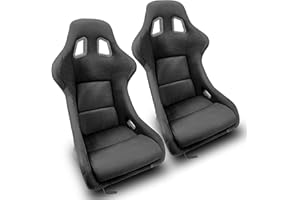 ModifyStreet 1 Pair Universal Black Fabric Fiberglass Pole Position WIDER Racing Bucket Seats