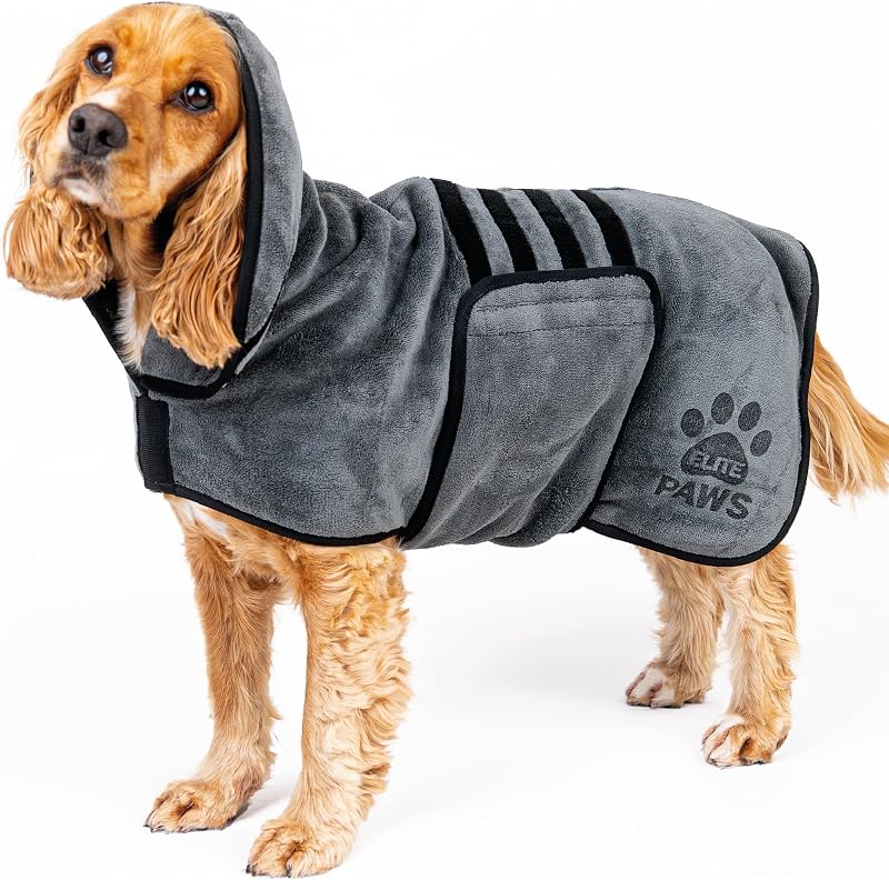 Elite Paws Luxury Dog Drying Coat – 600gsm Coral Fleece, All Sizes L
