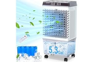 Landeagle Swamp Coolers, 1800CFM Evaporative Cooler with 5.3-Gal Tank, 12H Timer, 120° Oscillation, Evaporative Cooler,Cooling Fans for Indoor Outdoor Use (32IN)