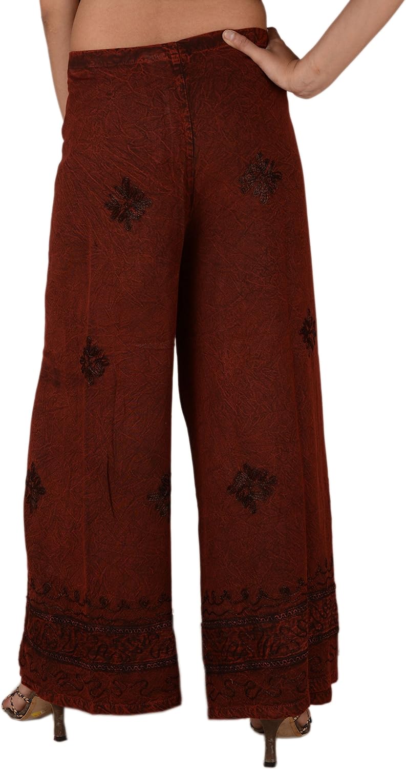 Skirts N Scarves Rayon Embroidered Aladdin Pant, Black, One Size at  Women’s Clothing store