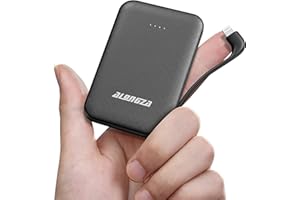 Alongza Small Portable Phone Charger 4500mAh Power Bank with Built-in Cable USB C Fast Lightweight Battery Pack Cell Phone Charger Slim Clutch Charger External Battery Backup for iPhones
