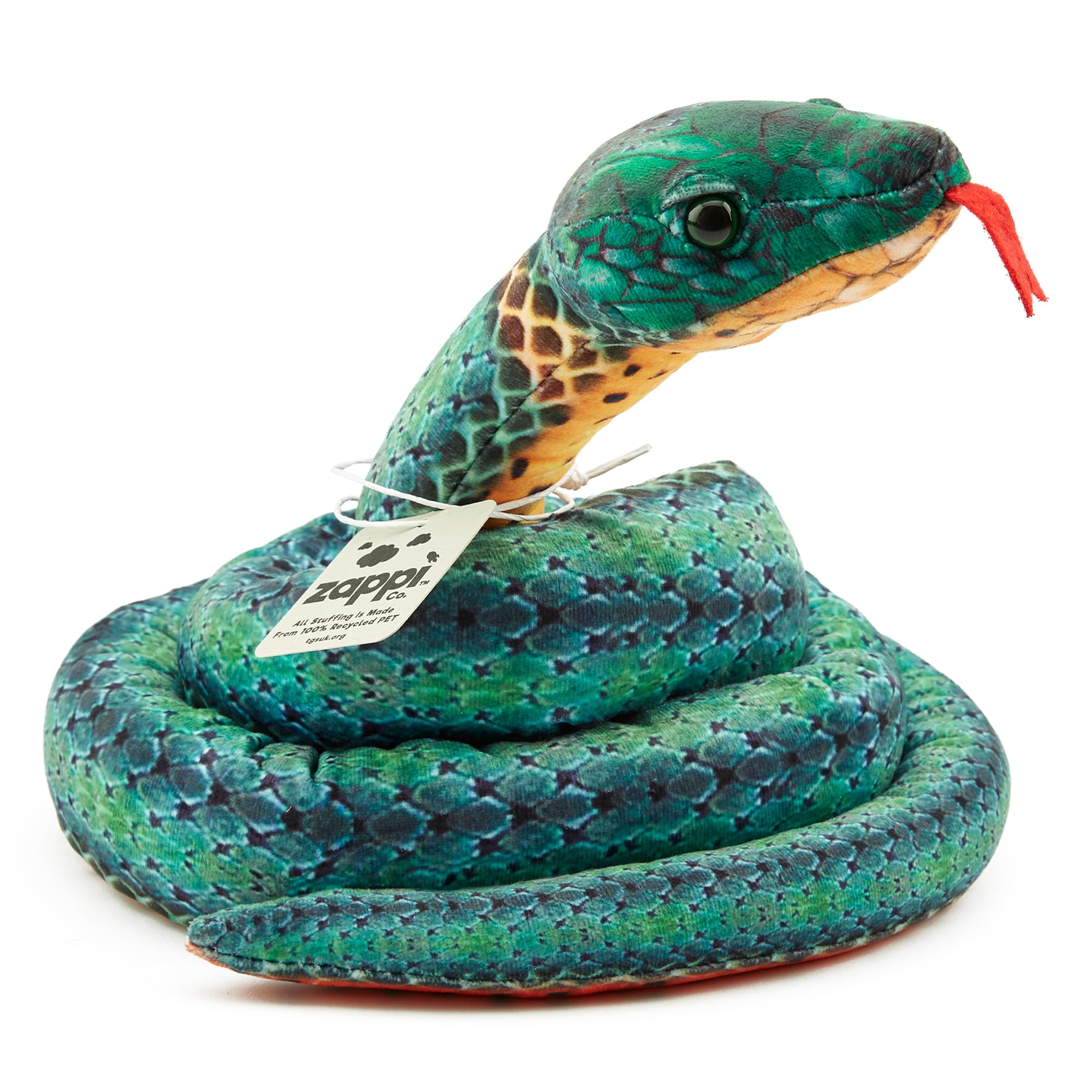 Zappi Co Kids Stuffed Soft Cuddly Plush Snake Toy - Part of Safari Animals Collection: Realistic and Lifelike, Perfect for Kids (180 cm Length)(Green Ring) — image 1