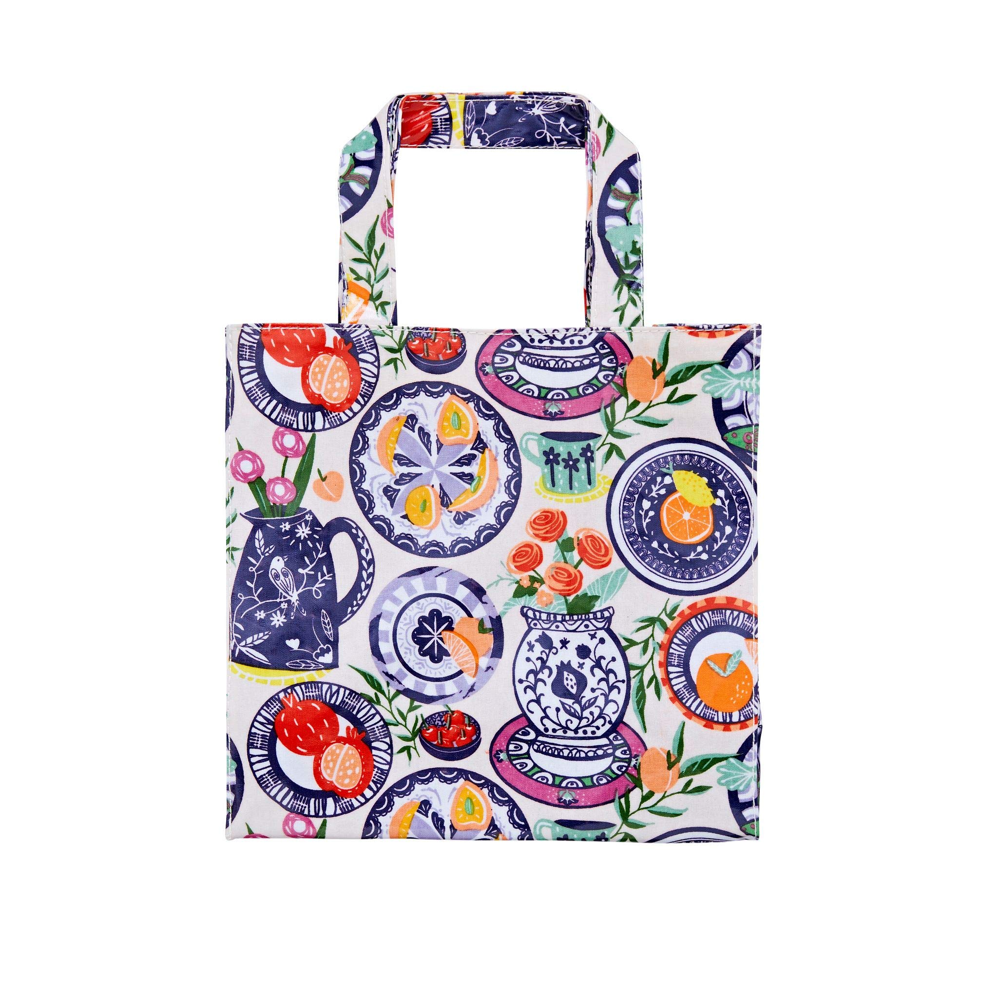 Ulster Weavers Wipeable PVC Gusset Bag - Mediterranean Plates (Small), Multicoloured