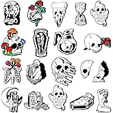Janinka 20 Pcs Goth Pin Skull Spooky Skeleton Set Horror Goth Skull Rose Flower Brooch Cute Cool Funny Pins Mini Lapel for Women Men Bag Jacket Backpack Hat Pants Clothes Accessories Decoration