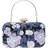 Womens Vintage Floral Embroidery Clutch Evening Handbag Shoulder Bags Purse for Wedding Party Prom