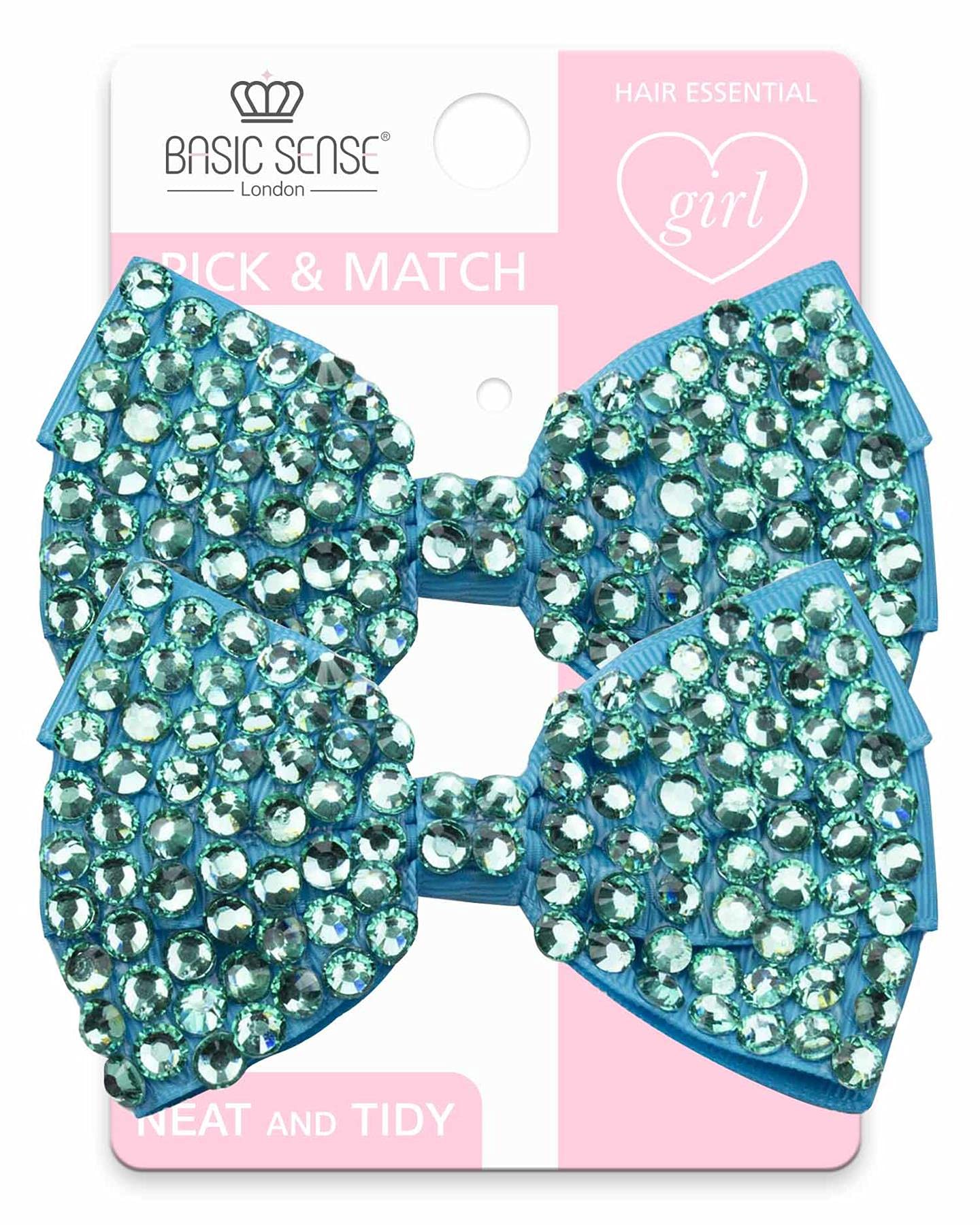Rhinestone Hair Clips for Girls, Glitter Hair Bow Clip, Hair Accessories, A pack of 2pcs, Blue
