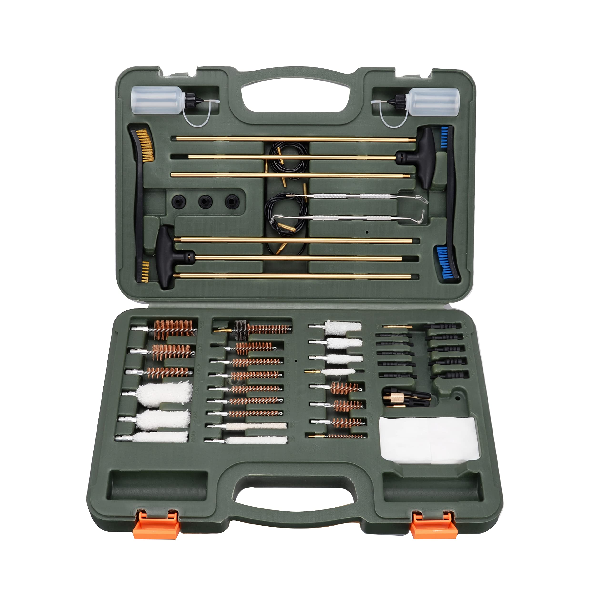 BOOSTEADY Gun Cleaning Kit Universal Rifle Shotgun Pistol Cleaning Kit with Lightweight Organized Carrying Case Gun Cleaning Supplies Gun Cleaner Bottle Plastic Jags and Tips Green Case