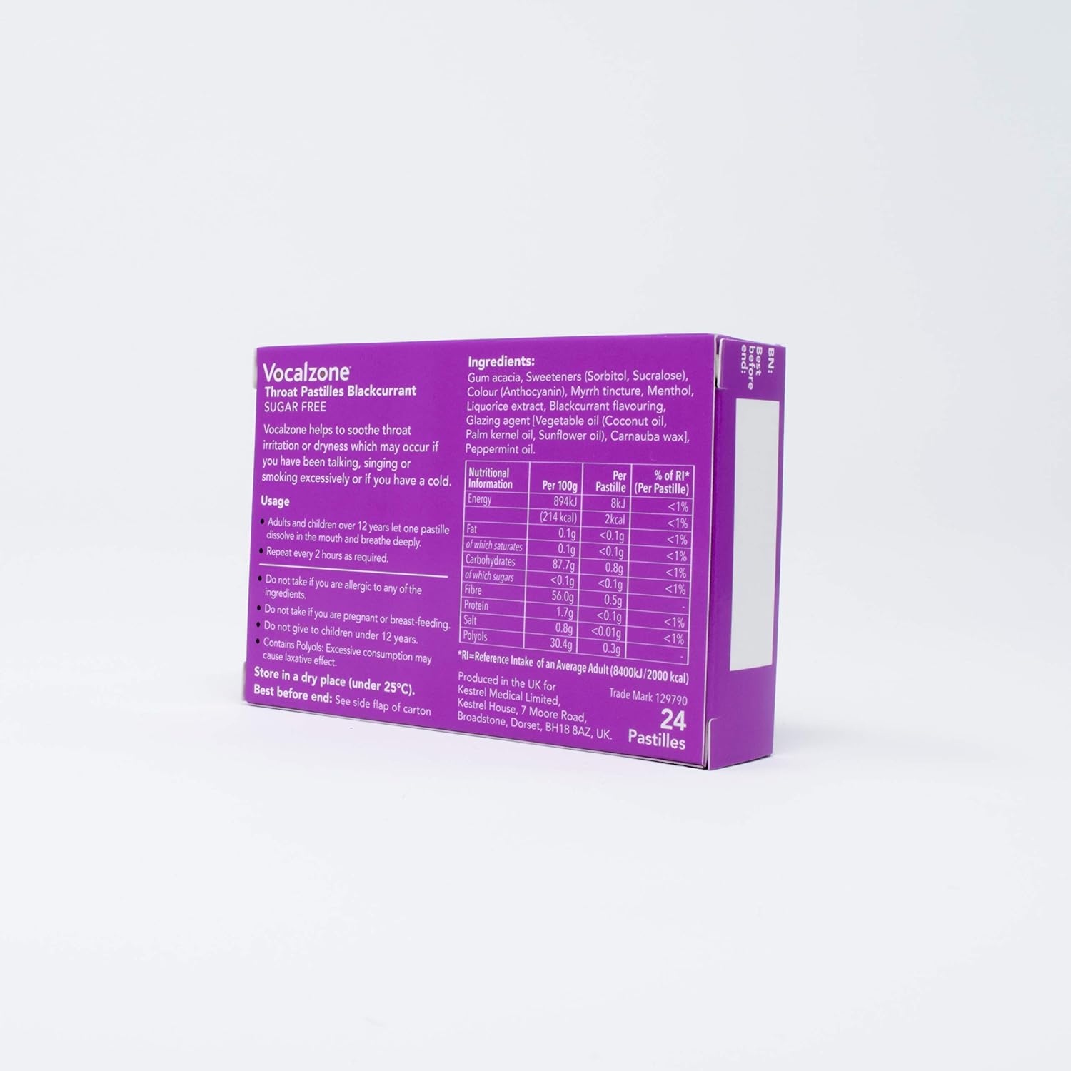 Vocalzone Throat Pastilles Blackcurrant Sugar Free 24 - Image 5