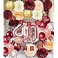 40th Birthday Decorations for Women Burgundy Rose Gold Fall/Maroon Gold 40 Birthday Decorations Fall 40th Birthday Balloons Burgundy Rose Gold