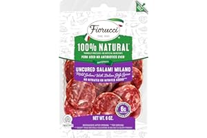 Fiorucci All Natural Uncured Milano Salami Nuggets, Mild Italian Spices with No Nitrites & Antibiotic Free Pork, 6g of Protein 6 Oz (Pack of 1)