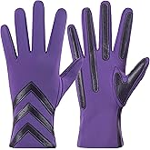 UCQKLI Winter Gloves for Women Touchscreen, Womens Gloves Chevron Spandex Fleece Lined, Gloves for Women Leather Anti-Slip