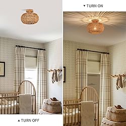 Zswanbei Boho Rattan Ceiling Light - Flush Mount