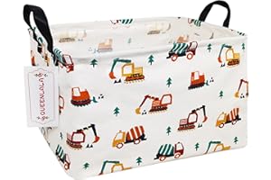 QUEENLALA Rectangular Laundry Hamper/Foldable Nursery Laundry Basket for Organizing/Storage Bin Baskets/Children Toy Office Bedroom/Toy Bin Closet Shelf Baskets (Rec-Excavator)