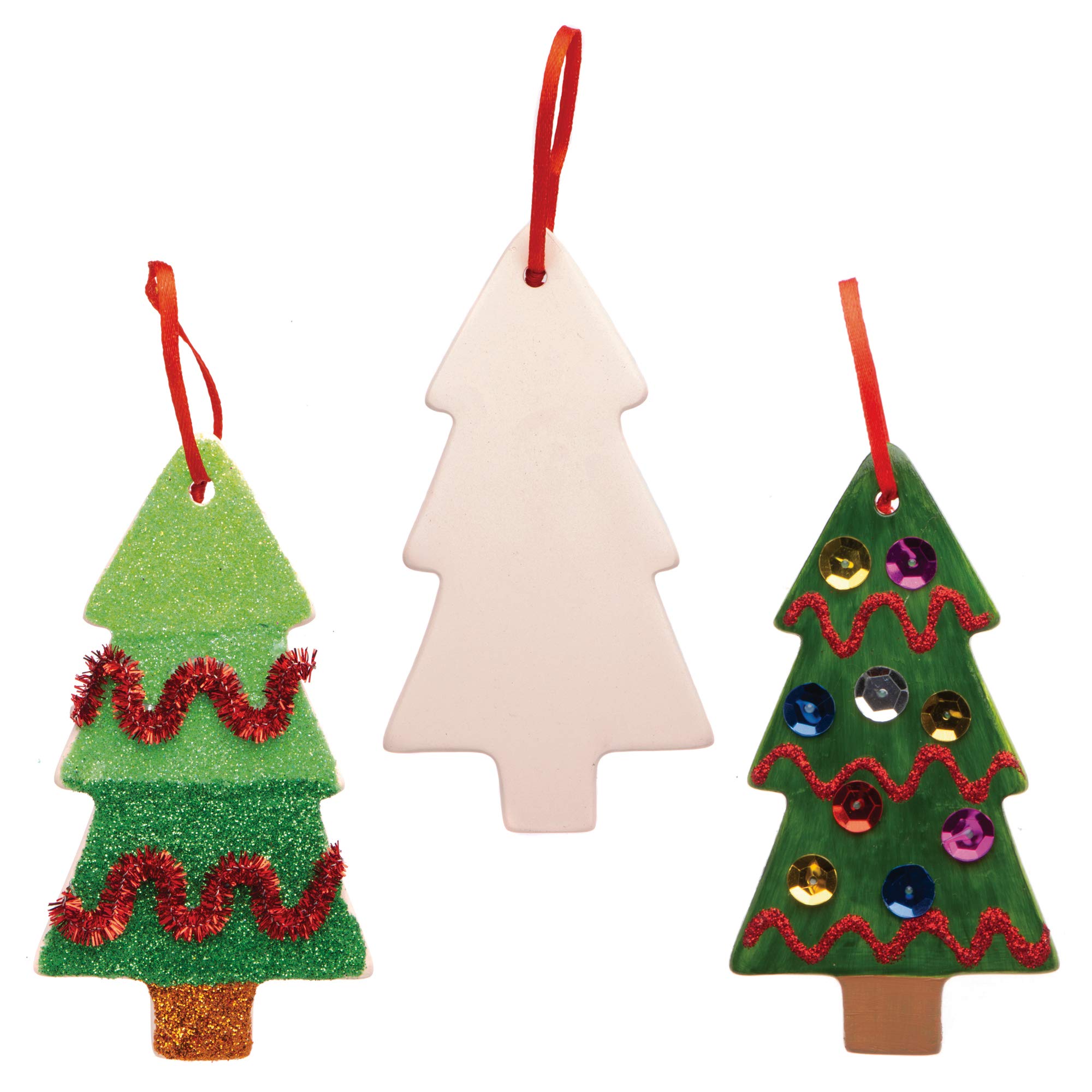 Baker Ross Christmas Tree Ceramic Decorations – Pack of 5, Paint and Decorate Your Own Christmas Decorations (AW986)