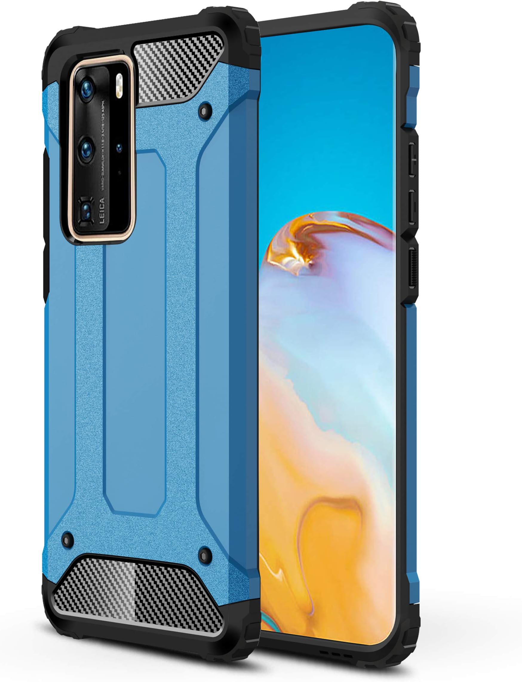 For Huawei P40 Pro Shockproof Case, Protective Classic Armour Phone Cover, Dual Layer With Stylish Design Premium Phone Case For Huawei P40 Pro - Blue