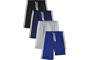 Poroka 4 Pack Double Lined Boys Athletic Shorts Basketball Shorts Boys Shorts 2 in 1 Mesh Quick Dry Shorts for Summer