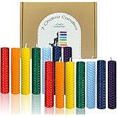 Small Beeswax Taper Candles 14 Pack, 5" Short Candle Sticks, Dripless & Unscented Candles, 2 Hours Burn Time, Chakra Candles in 7 Assorted Colors by Kissingfish
