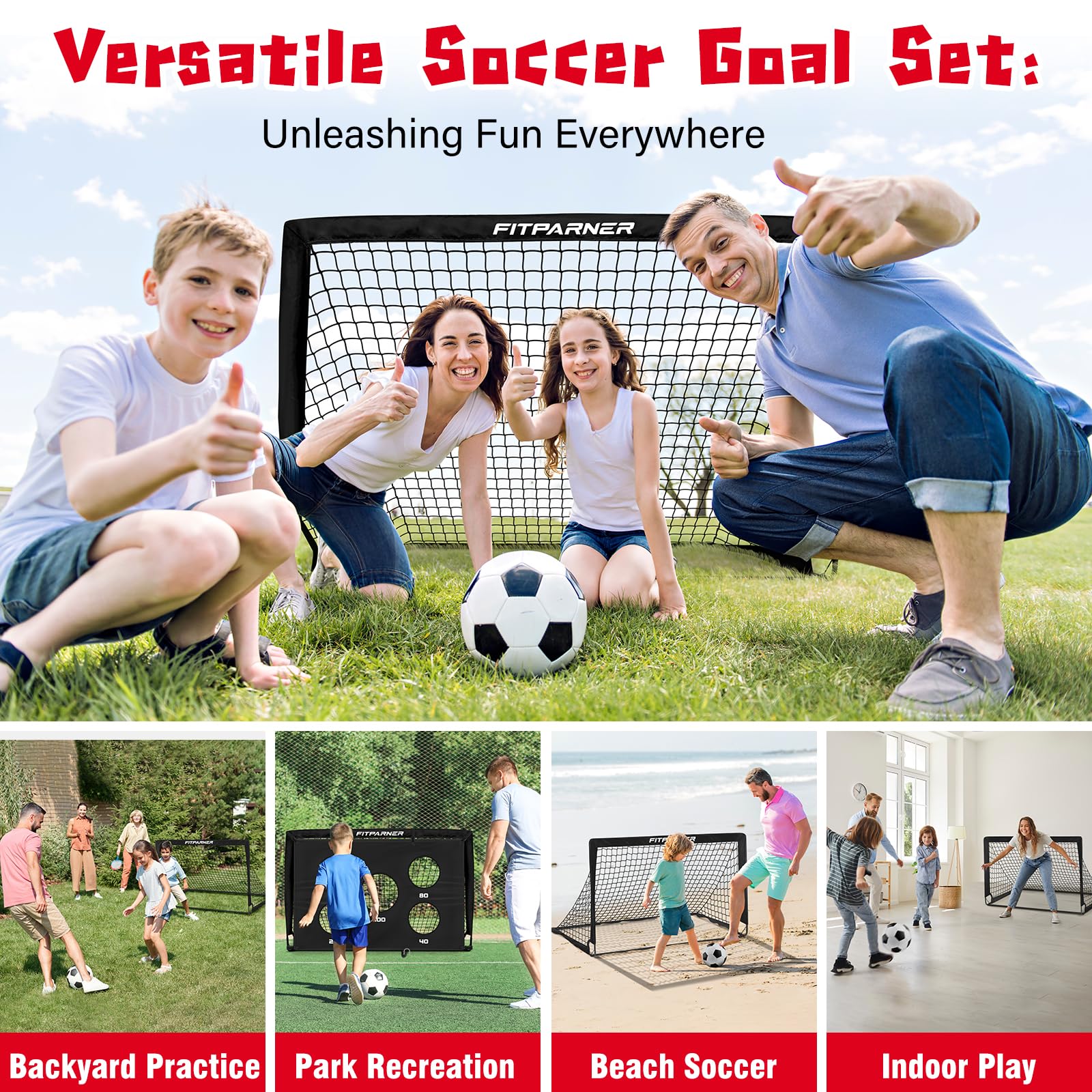 Kids Soccer Goal for Backyard Set,2 Pack of 4x3/6x4 ft Portable Pop Up Soccer Nets,Complete Youth Training Equipment with Target,Ball & Cones for Kids 3-14 Goal Practice,Outdoor Sports Game