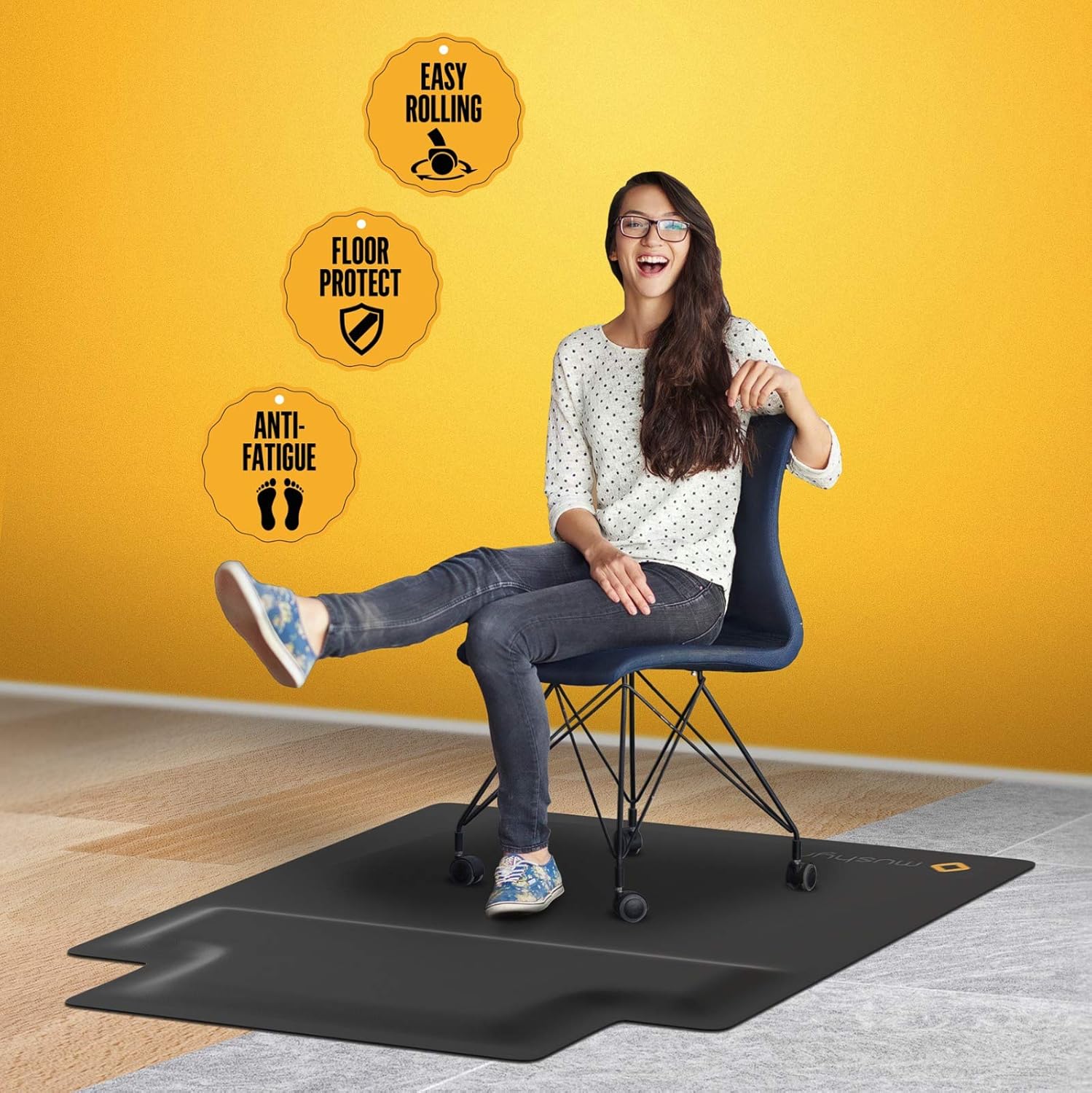 Office Chair Mat with Anti Fatigue Cushioned Foam - Chair Mat for Harwood Floor with Foot Rest Under Desk - 2 in 1 Chairmat Standing Desk Anti-Fatigue Comfort Mat: Kitchen & Dining