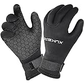 XUKER Water Gloves, 3mm & 5mm Neoprene Five Finger Warm Wetsuit Winter Gloves for Scuba Diving Snorkeling Surfing