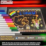 Furrbudie 12pcs Neon Light Board Pens Colored Markers for Glow Art Pad view 3