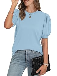 WIHOLL Womens Tops Puff Short Sleeve Sweater for
