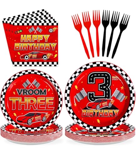 Cars Movie Birthday Party Supplies Deluxe Bundle For 16 Guests | Plates, Cups, Napkins, Banner, Table Cover, Invitations