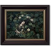 TravelReady Ophelia Framed Wall Art Dark Academia Wall Decor 9x11 In | Dark Brown Framed Wall Art, Moody Woman Picture, Victorian Gothic Woman Painting Artwork for Bedroom Living Room Home Decor