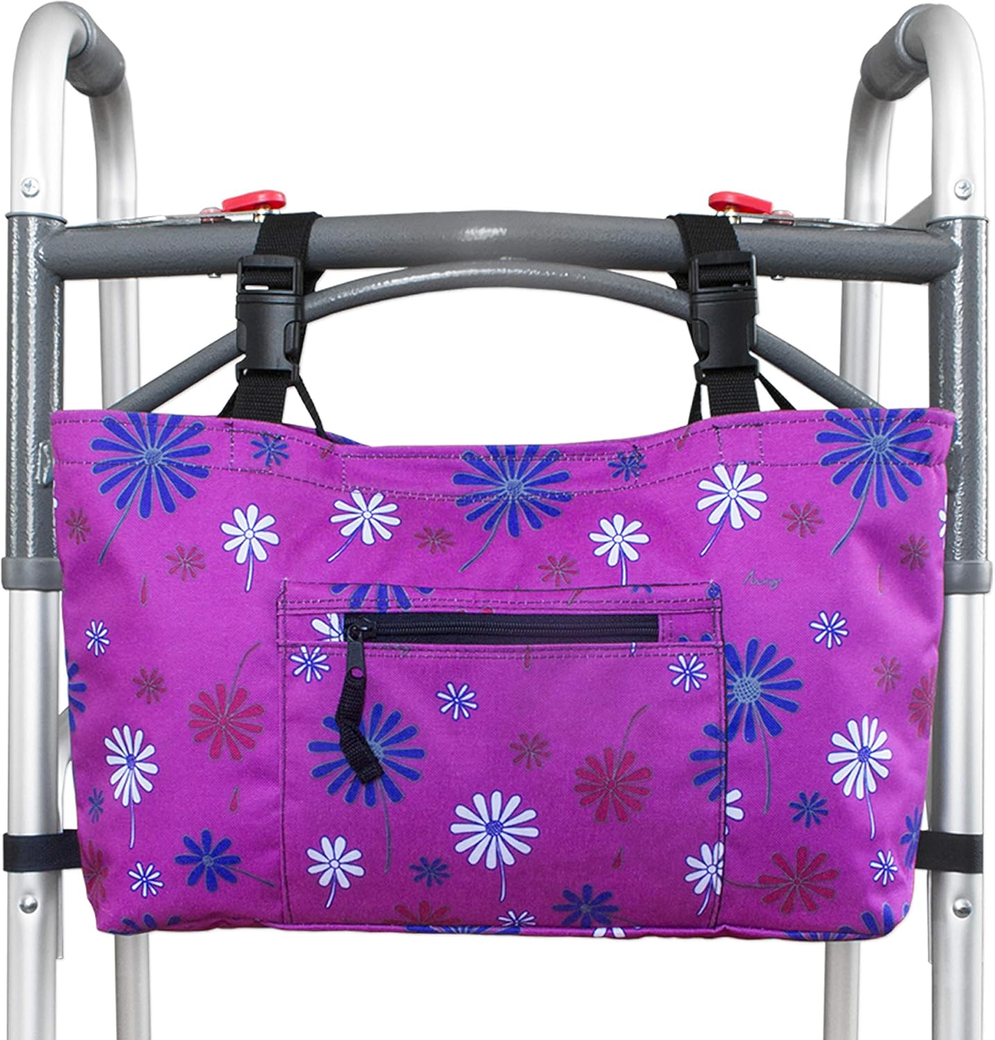 RMS Walker Bag with Soft Cooler - Water Resistant Tote with Temperature Controlled Thermal Compartment, Universal Fit for Walkers, Scooters or Rollator Walkers (Purple Flower)