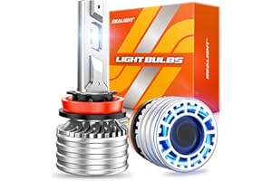 SEALIGHT H11/H8/H9 𝗛𝗲𝗮𝗱𝗹𝗶𝗴𝗵𝘁 Bulbs, 900% 55,000LM Ultra Bright, 6500K Cool White High Power, 20000RPM Cooling Fan, IP68 Waterproof H11/H8/H9 Fog Lights, Plug-N-Play, Pack of 2