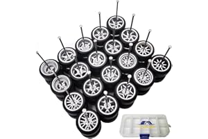 XYELKW 1/64 Wheels and Tires Set, 10-Pack 1 64 Scale Wheels with 10 for 1/64 Diecast Cars Upgraded and Modified Rubber Tires(Diameter 0.43in/11mm) (Silver)