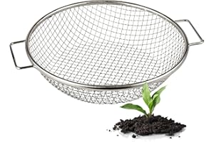 Wenses Round Soil Sifter for 5-Gallon Bucket (3/8-inch Mesh), Stainless Steel Garden Sieve with Handles