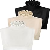 Bencailor 3 Pcs Detachable Collars for Women Ruffled Fake Turtleneck Dickey Collar Winter Mock Blouse Turtle Neck Fake Collar