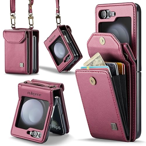 ASAPDOS Samsung Galaxy Z Flip Crossbody Case,Retro PU Leather