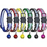 PACCOMFET FUNPET 6 Pcs Breakaway Cat Collar with Reflective Nylon Strip and Bell, Safe and Durable