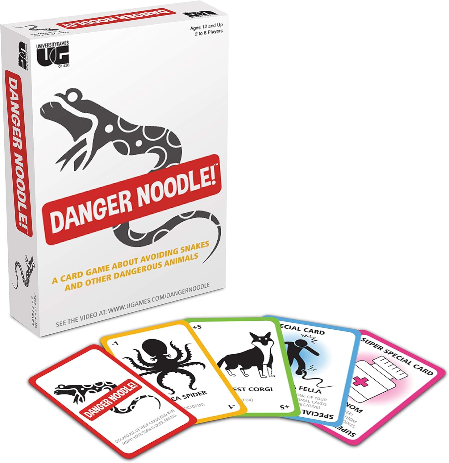 University Games Danger Noodle Card Game 01436, Pastel and Classic Colors