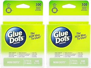2-Pack - Glue Dots Mini Dot Roll, Each Pack Contains 300 (.19 inch) Mini Adhesive Dots (32794-300)