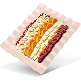 Extreme Consumer Products 22" Rectangular Melamine Scalloped Serving Platter │Outdoor Dining and Patio Parties │Shatterproof and Dishwasher Safe - Cream